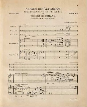 Robert Schumann's Werke. 14. Serie XIV, Supplement. - Partitur. - 1893. - 67 S. - Pl.-Nr. R.S.157-R.S.165