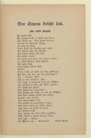 Der Sturm bricht los