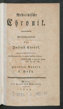 Zweyten Bandes I. Heft