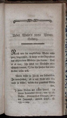 Ueber Waser's zwote Verurtheilung.
