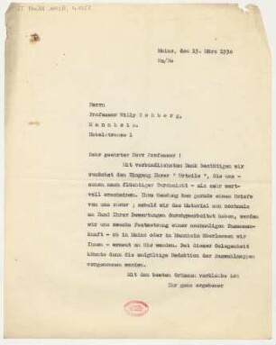 Brief an Willy Rehberg : 13.03.1930