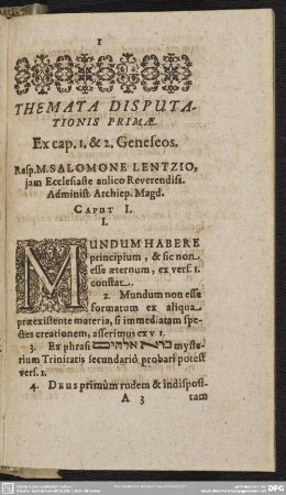 Themata Disputationis Primae