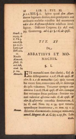 Tit. XI De Abbatibus Et Monachis.
