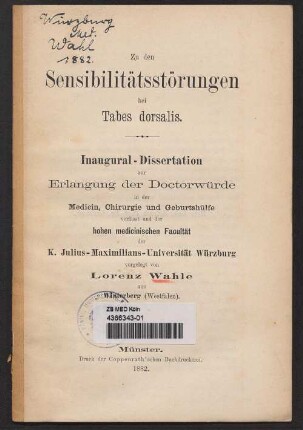 Zu den Sensibilitätsstörungen bei Tabes dorsalis