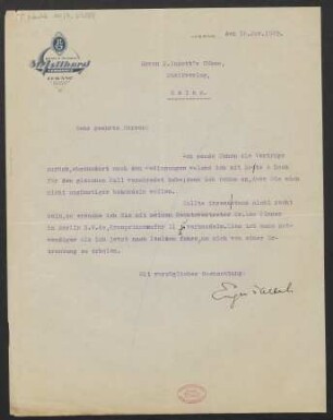 Brief an B. Schott's Söhne : 16.11.1929