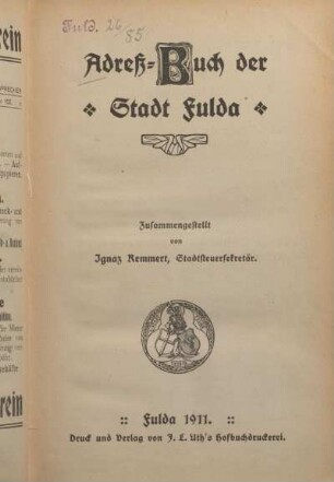 1911: Adreßbuch der Stadt Fulda