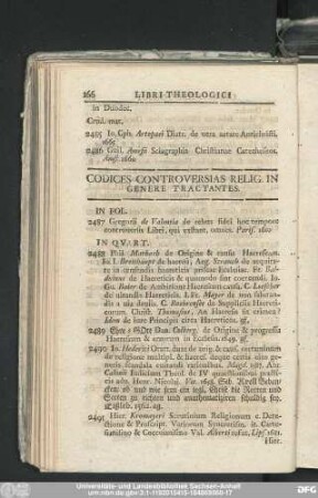 Codices Controversias Relig. In Genere Tractantes.