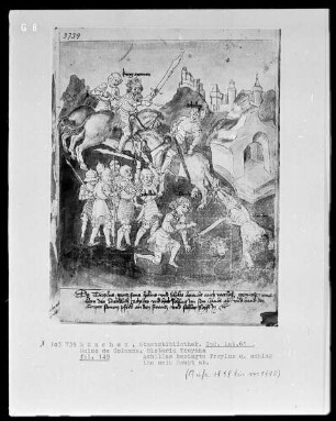 Guido de Columna, Historia Troiana — Achilles enthauptet Troilus, Folio 149recto