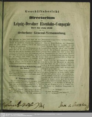 13.1846: Geschäftsbericht des Directorium der Leipzig-Dresdner Eisenbahn-Compagnie : über das Jahr ...