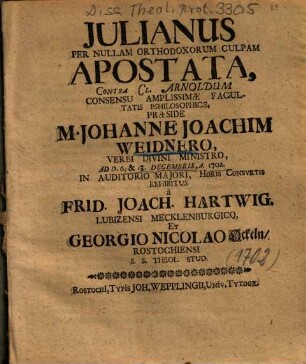 Julianus Per Nullam Orthodoxorum Culpam Apostata
