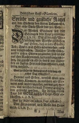 Sprüche und geistliche Raetzel aus den Buechern des Alten Testaments