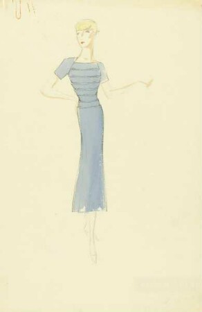 Frau in blauem Kleid