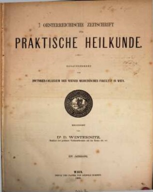 Österreichische Zeitschrift für praktische Heilkunde. 14. 1868