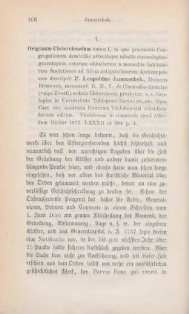 166-173 [Rezension] Janauschek, P. Leopoldus, originum Cisterciensium[Rezension]
