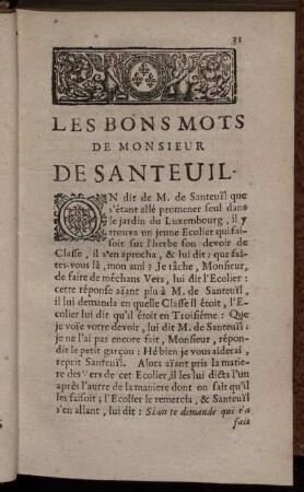 Les Bons Mots de Monsieur de Santeuil.