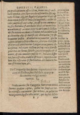 De Categoriis seu decem cognatorum vocum ordinibus, seu classibus ... 14.