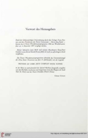 Vorwort des Herausgebers