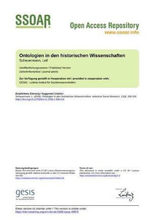 Ontologien in den historischen Wissenschaften