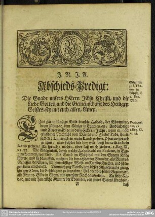 Abschieds-Predigt