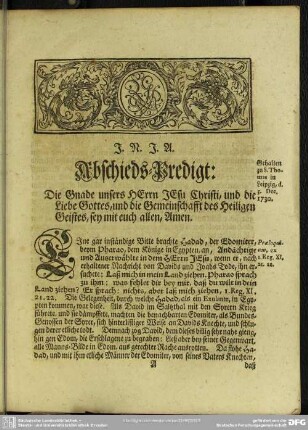 Abschieds-Predigt