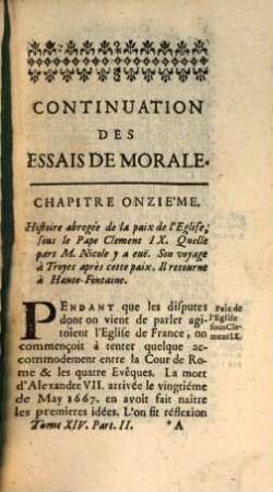 Continuation Des Essais De Morale, Tome 14, 2. Partie. Contenant La Vie De M. Nicole & l'Histoire de ses Ouvrages