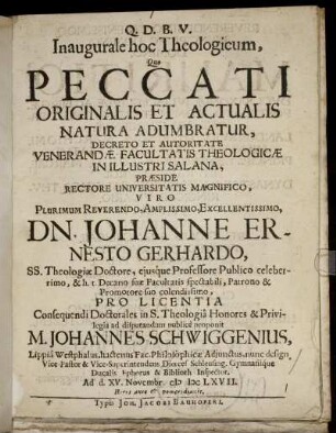 Inaugurale hoc Theologicum, Quo Peccati Originalis Et Actualis Natura Adumbratur