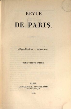 La Revue de Paris. 31. 1841