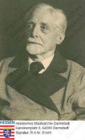 Liebig, Justus Freiherr v., Dr. jur. (1864-1955) / Porträt, aufgenommen am 90. Geburtstag, Brustbild, linksvorblickend
