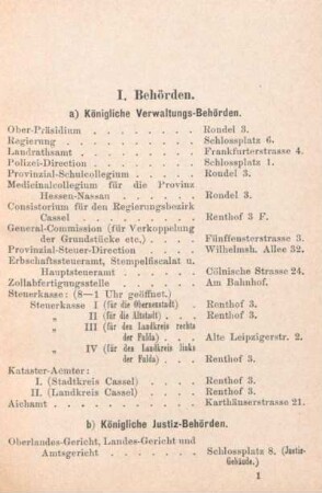 a) Königliche Verwaltungs-Behörden.