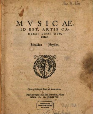 Mvsicae, Id Est, Artis Canendi Libri Dvo