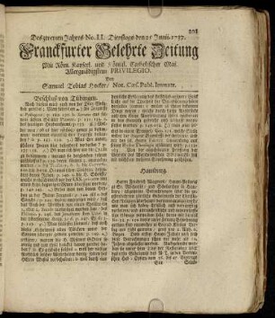 No. LI. Dienstags den 25. Junii 1737 - No. LX. Freytags den 26. Julii 1737