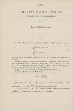 Sopra una classe di funzioni analoghe alle funzioni euleriane.