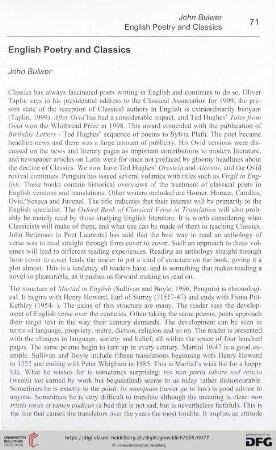 English Poetry and Classics