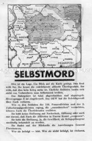 Abwurf-Flugblatt der Alliierten Oberkommandos zur bevorstehenden Übergabe des Ruhrgebietes an die Alliierten