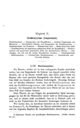 Kapitel X. Strahlensysteme (Congruenzen).