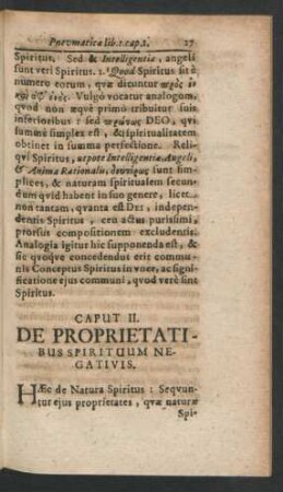 Caput II. De Proprietatibus Spirituum Negativis.