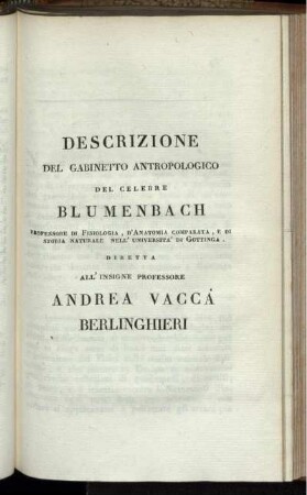 Descrizione del Gabinetto Antropologico del Prof. Celebre Blumenbach ...