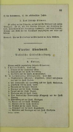 Vierter Abschnitt. Politische Erdbeschreibung