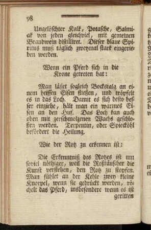 Wenn ein Pferd sich in die Krone getreten hat: