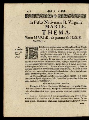 In Festo Nativitatis B. Virginis Mariae.