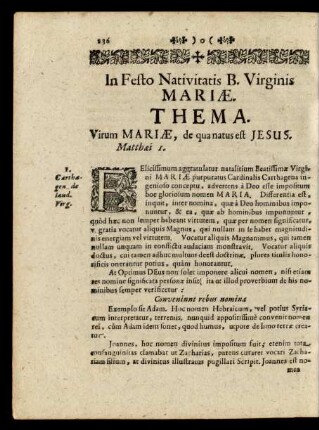 In Festo Nativitatis B. Virginis Mariae.