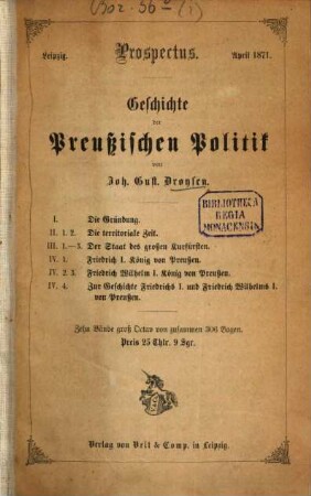 Geschichte der preußischen Politik. 1, Die Gründung