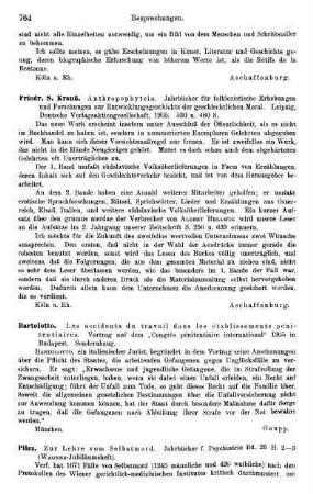 764, Friedr. S. Krauß, Anthropophyteia. Jahrbücher für folkloristische Erhebungen und Forschungen zur Entwicklungsgeschichte der geschlechtlichen Moral, 1905