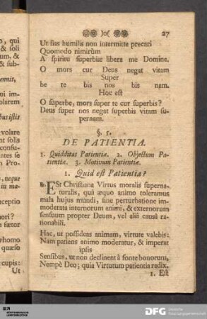 §. 5. De Patientia.