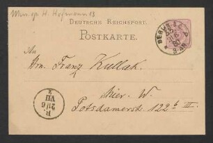 Postkarte an Franz Kullak : 21.06.1880