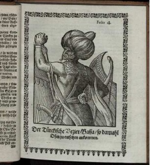 Folio 18. Der Türckische Vezier-Bassa/ so damahl Ofen zu entsetzen ankommen