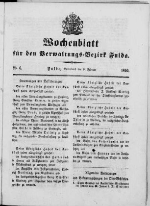 Nr. 6, Ausgabe vom 9. Februar 1850