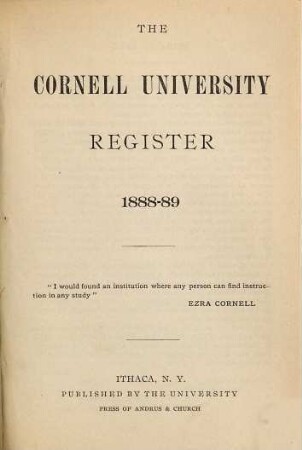 The Cornell University register. 1888/89
