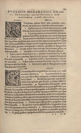 Euclidis Megarensis Graeci Philosophi, Geometricorum Elemantorum. Liber Decimus.