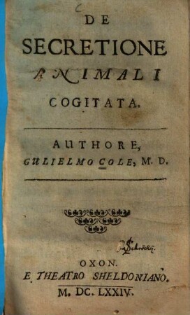 De secretione animali cogitata
